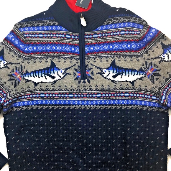 Vineyard Vines Zip Wool Blend Marlins Knit Sweater - Picture 3 of 8